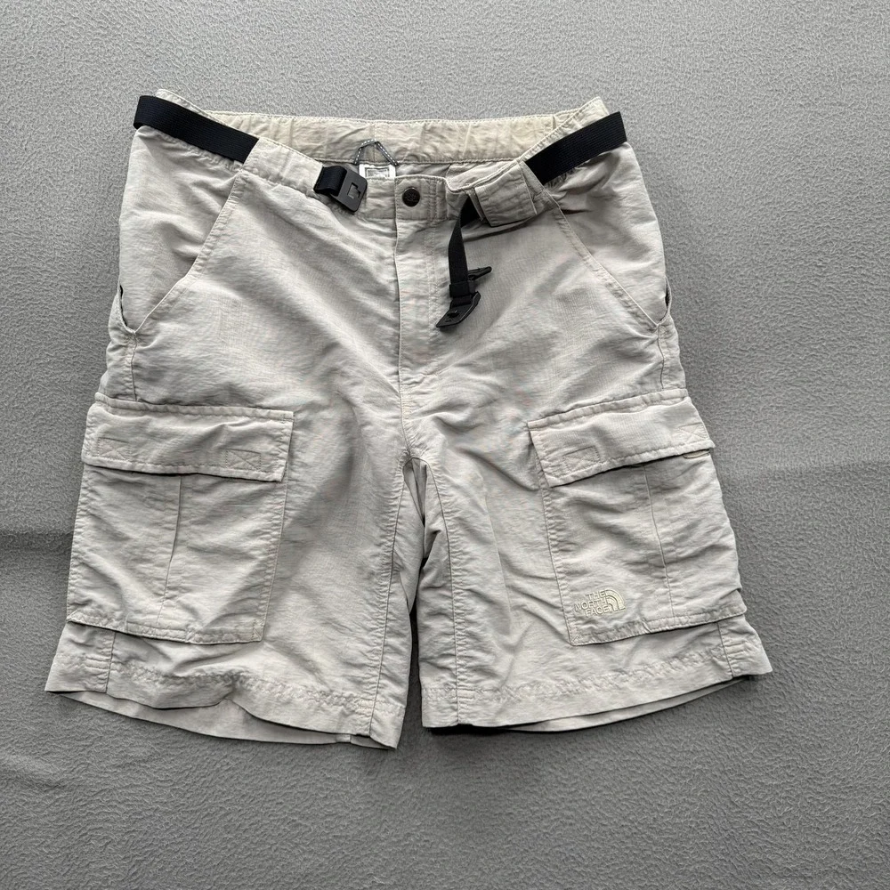 The North Face Shorts Mens Small Gray Nylon Cargo Hiking Belted 10 Inseam Trail